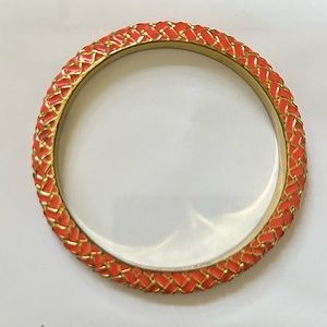 Lilly Pulitzer Basket Case Weave Orange Coral Gold Enamel Bangle Bracelet